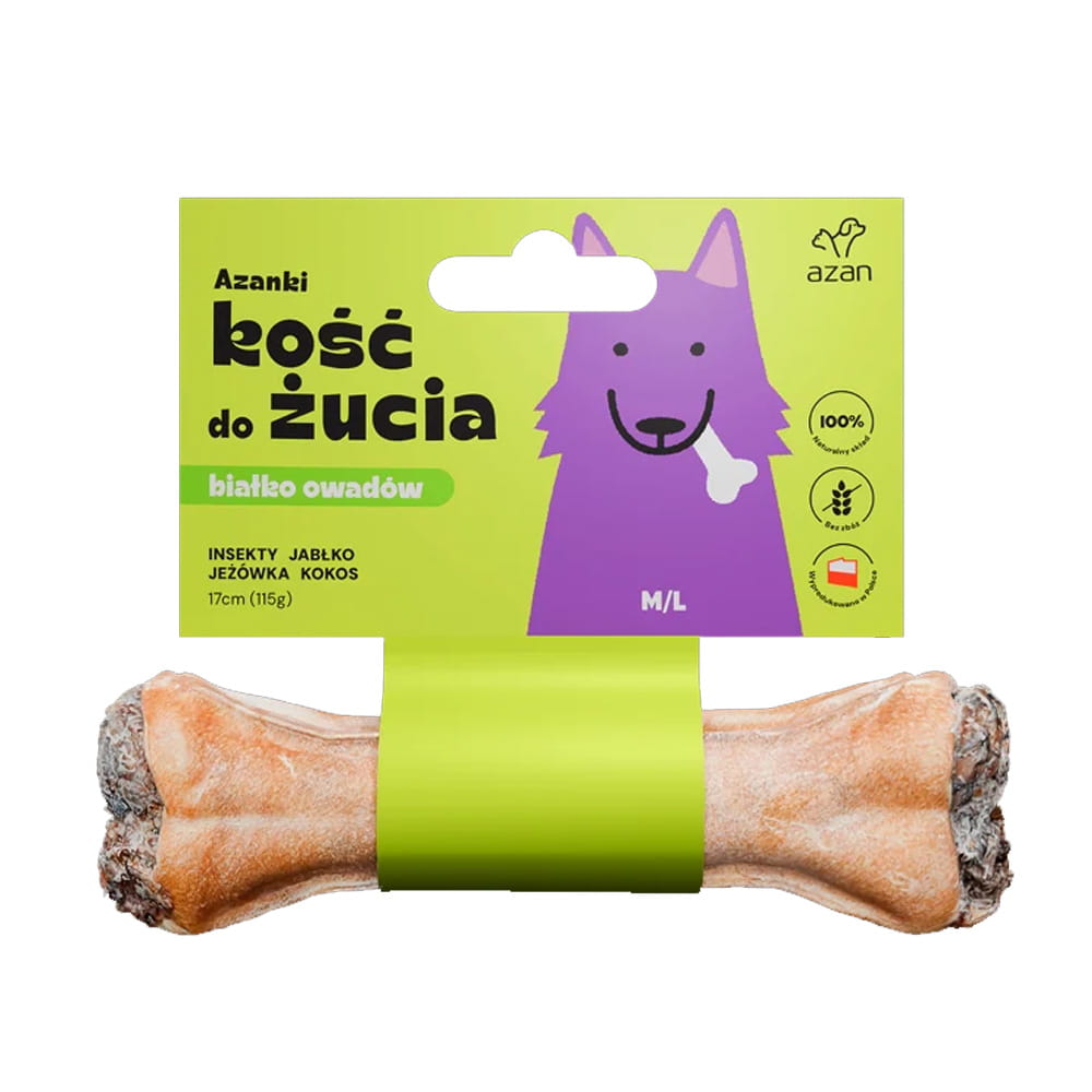 AZANKI Kość do żucia M/L z insektami jabłkiem jeżówką i kokosem 17cm
